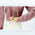 cropped hooded long-sleeve jacket